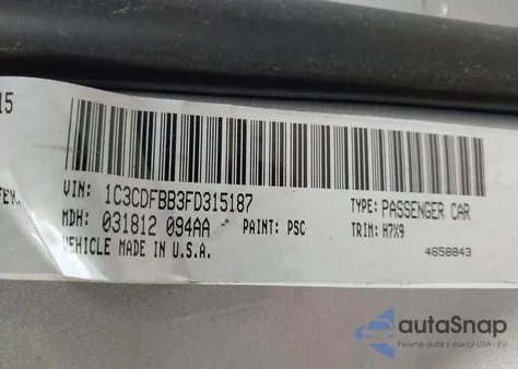 2015 Dodge Dart Sxt z USA, uszkodzony, nr VIN 1C3CDFBB3FD315187